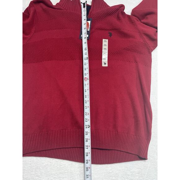 Chaps NWT Men's Heavy Knit 100% Cotton 1/4 Zip Mock Neck Red Sweater XXL - Picture 5 of 5